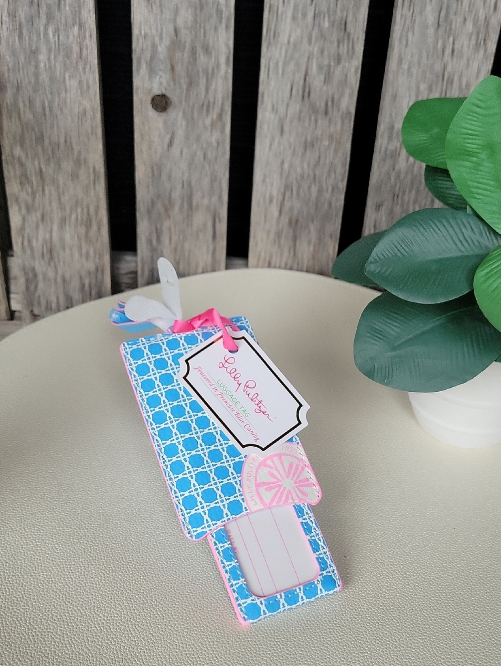 Lilly Pulitzer Frenchie Blue Caning Luggage Tag